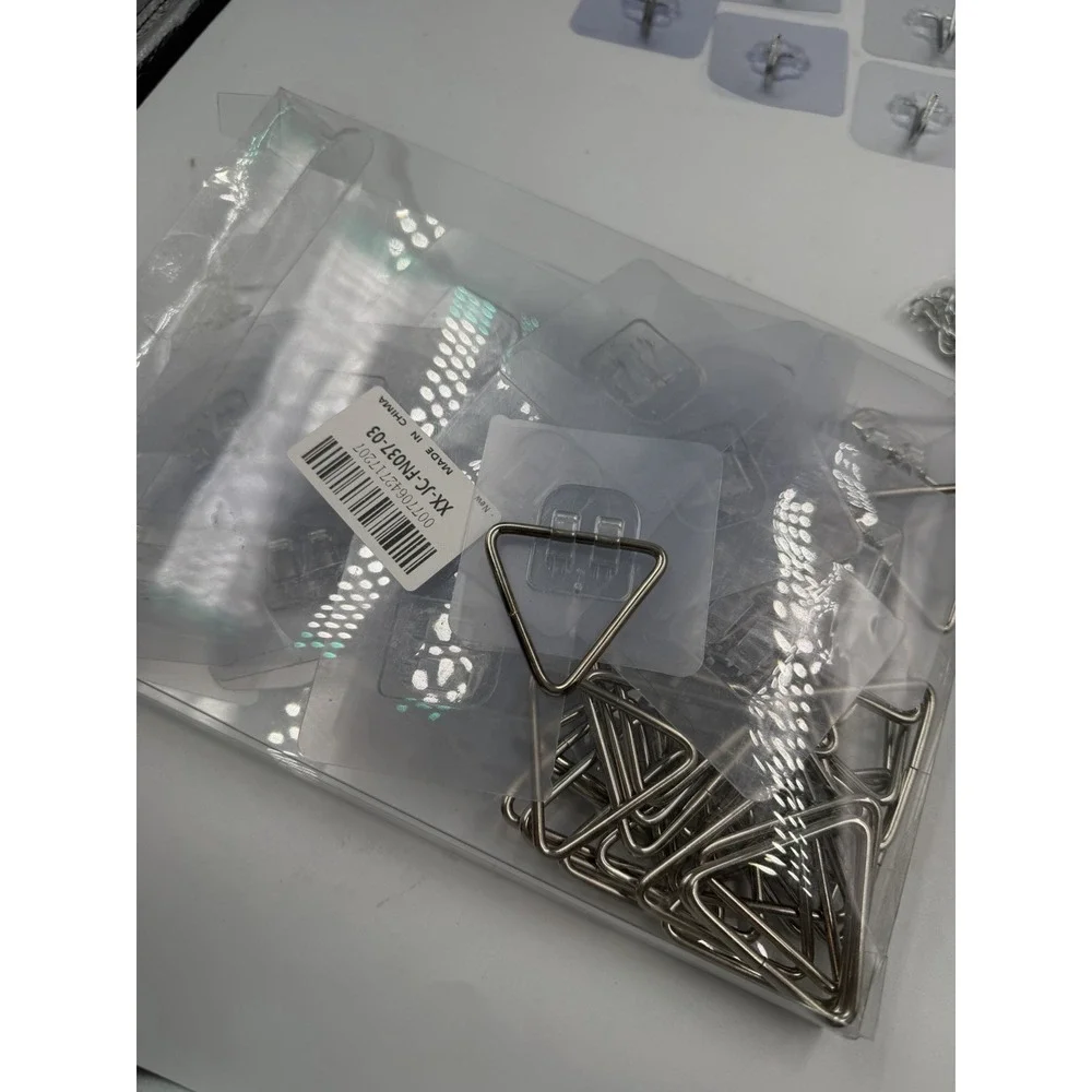 50+ PCS Stainless Steel Adhesive Sticky Hooks Heavy Duty Wall Hook & Chains